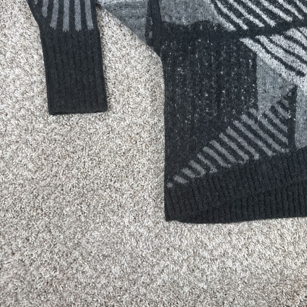 prAna Sweater Womens XS/S Gray Black Geometric Open Front Cardigan Mock Neck - Picture 2 of 14